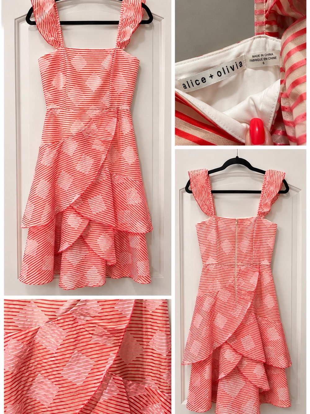 Alice + Olivia Pink Striped Ruffle Sundress